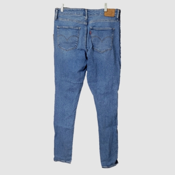 Levi's 721 High Rise Skinny medium wash distressed knees jeans 31 - Picture 2 of 8